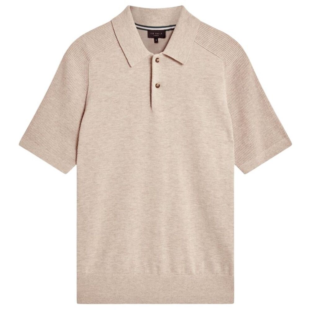 Ted Baker Mens Ribbed  Polo Shirt / Taupe
